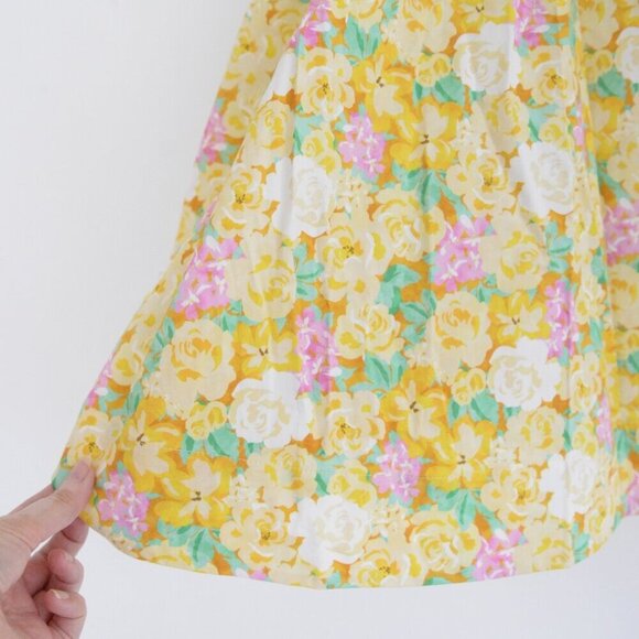 For Love & Lemons Yellow Tamra Dress with Florals & Ruffle Mini Dress M - Picture 3 of 13